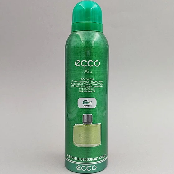 اسپری بدن مردانه اکو رز ecco ross مدل لاگوست اسنشیال( سبز ) حجم۲۰۰ میل