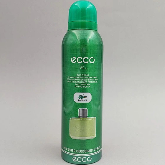 اسپری بدن مردانه اکو رز ecco ross مدل لاگوست اسنشیال( سبز ) حجم۲۰۰ میل